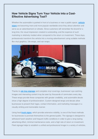 How Vehicle Signs Turn Your Vehicle into a Cost-Effective Advertising Tool