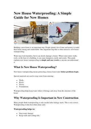 New House Waterproofing Solution: Best for New Construction