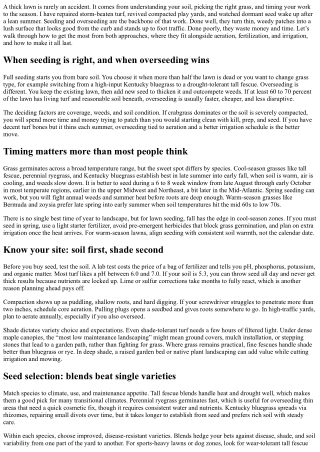 Lawn Seeding and Overseeding: Thick, Lush Results