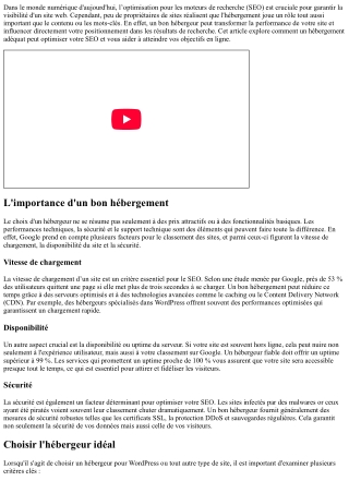Optimisation SEO: Comment Un Bon Hébergement Peut Vous Aider?