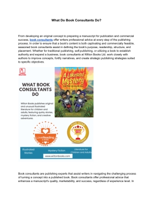 What Do Book Consultants Do?