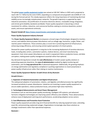 Power Quality Equipment Market Size, Growth & Report from 2026 to 2035