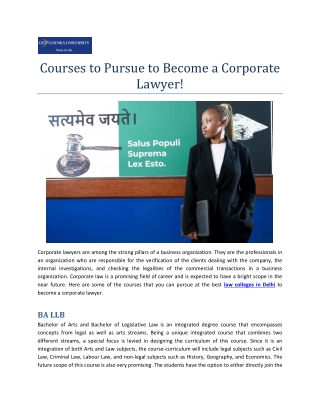 Courses to Pursue to Become a Corporate Lawyer!