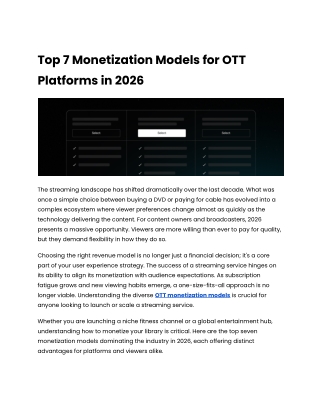 Top 7 Monetization Models for OTT Platforms in 2026