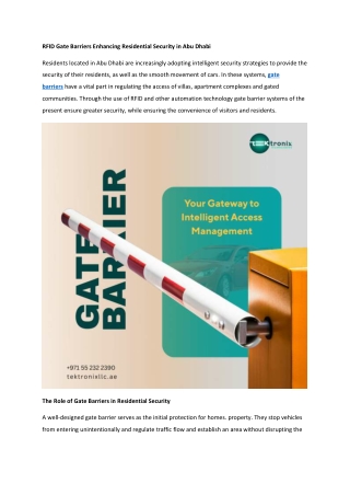 RFID Gate Barriers Enhancing Residential Security in Abu Dhabi