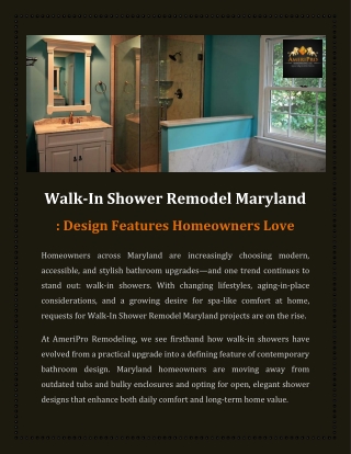 Walk-In Shower Remodel Maryland Design Features Homeowners Love