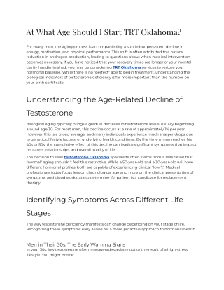 E5 - At What Age Should I Start TRT Oklahoma