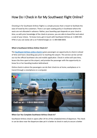 1-844-868-8303 How do I check-in at Southwest Airlines