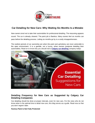 Car Detailing for New Cars: Why Waiting Six Months Is a Mistake