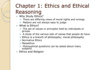 PPT - Chapter 1: Ethics and Ethical Reasoning PowerPoint Presentation ...