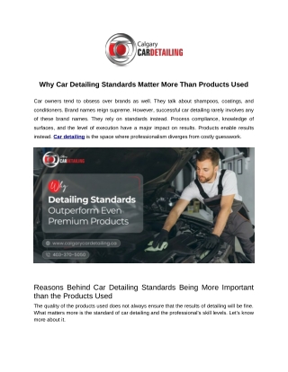 Why Car Detailing Standards Matter More Than Products Used