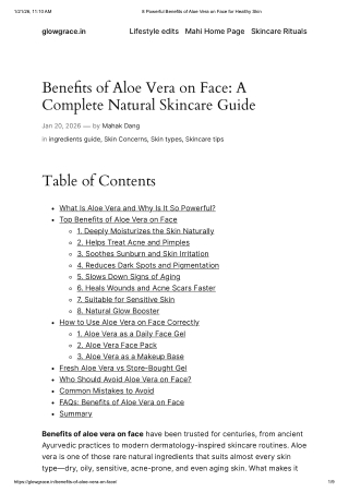 8 Powerful Benefits of Aloe Vera on Face for Healthy Skin