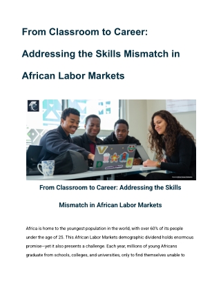 _From Classroom to Career_ Addressing the Skills Mismatch in African Labor Markets