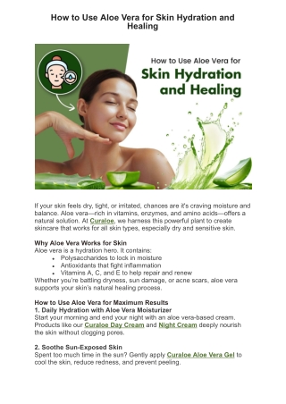 How to Use Aloe Vera for Skin Hydration and Healing