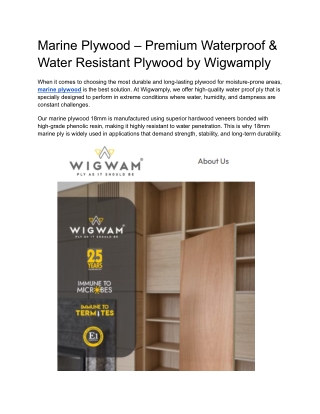 Marine Plywood – Premium Waterproof & Water Resistant Plywood by Wigwamply