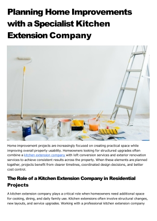 Planning Home Improvements with a Specialist Kitchen Extension Company