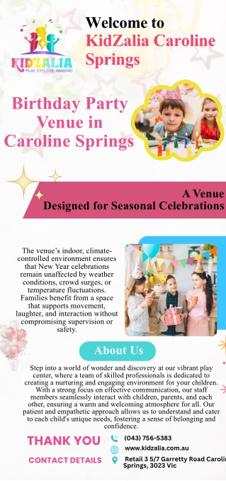 Birthday Party Venue in Caroline Springs | KidZalia | Infographics