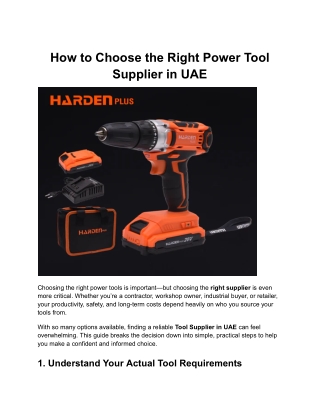 How to Choose the Right Power Tool Supplier in UAE - Damam Hardware