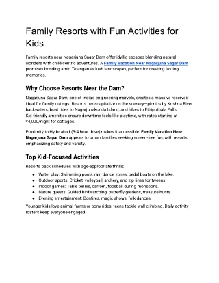 Family Vacation Near Nagarjuna Sagar Dam