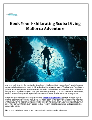 Book Your Exhilarating Scuba Diving Mallorca Adventure