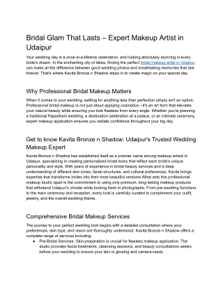 Bridal Glam That Lasts – Expert Makeup Artist in Udaipur