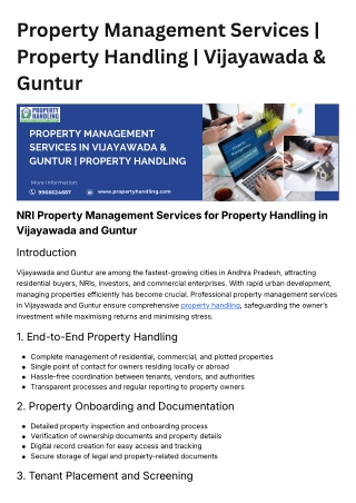 Property Management Services in Vijayawada