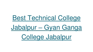 21Best Technical College Jabalpur – Gyan Ganga College Jabalpur