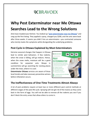Why Pest Exterminator near Me Ottawa Searches Lead to the Wrong Solutions