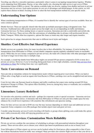 Transportation Made Simple: Choosing the Right Service for Your Trip to O’Hare