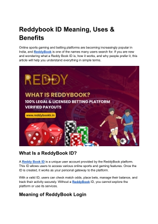 Reddybook ID Meaning, Uses & Benefits