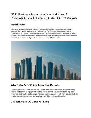 GCC Business Expansion from Pakistan A Complete Guide to Entering Qatar & GCC Markets