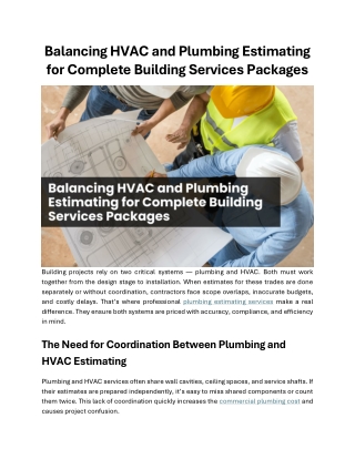 Balancing HVAC and Plumbing Estimating for Complete Building Services Packages