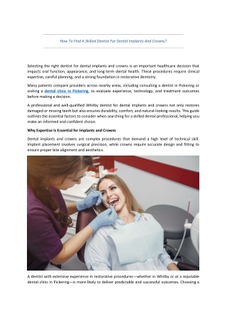 How To Find A Skilled Dentist For Dental Implants And Crowns