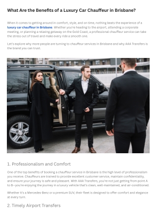 What Are the Benefits of a Luxury Car Chauffeur in Brisbane?