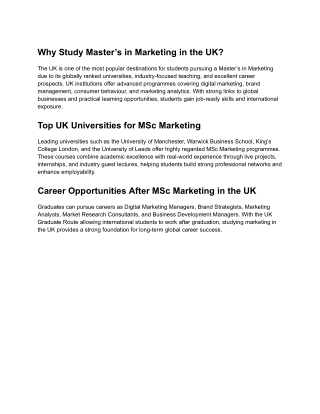 Best UK Universities for Master’s in Marketing