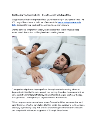 Best Snoring Treatment in Delhi – Sleep Peacefully with Expert Care