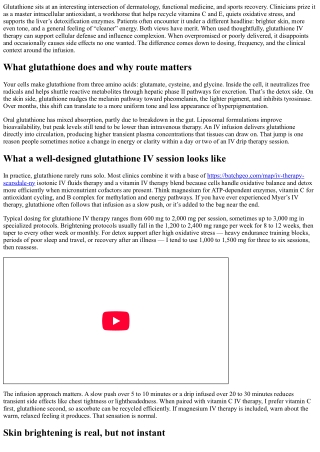 Glutathione IV Therapy for Brightening and Detox Support