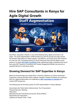 Hire SAP Consultants in Kenya for Agile Digital Growth