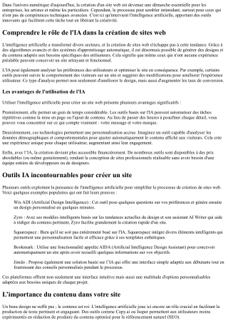 Créer un site web: L'IA au service de votre créativité