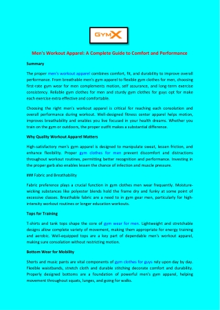 Men's Workout Apparel A Complete Guide to Comfort and Performance