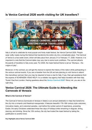 Is Venice Carnival 2026 worth visiting for UK travellers