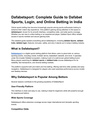 Dafabetsport_ Complete Guide to Dafabet Sports, Login, and Online Betting in India