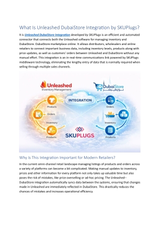 What Is Unleashed DubaiStore Integration by SKUPlugs