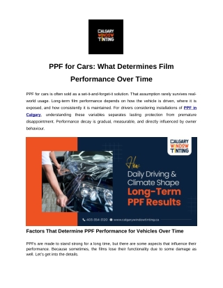 PPF for Cars: What Determines Film Performance Over Time