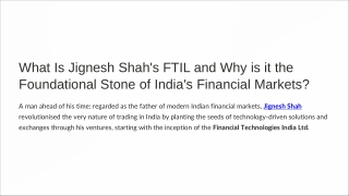 What Is Jignesh Shah’s FTIL