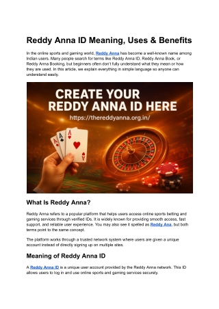 Reddy Anna ID Meaning, Uses & Benefits