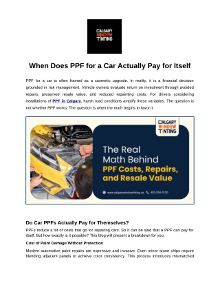 When Does PPF for a Car Actually Pay for Itself
