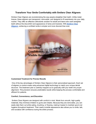 Transform Your Smile Comfortably with Smilers Clear Aligners