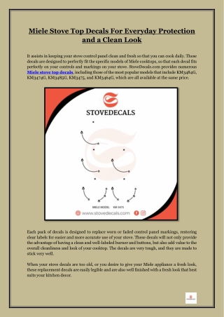 Miele Stove Top Decals For Everyday Protection and a Clean Look