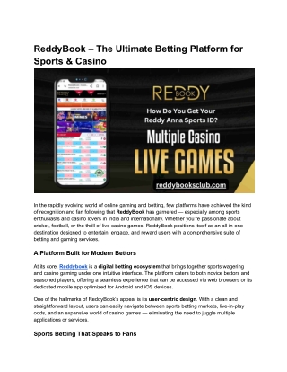 ReddyBook – The Ultimate Betting Platform for Sports & Casino